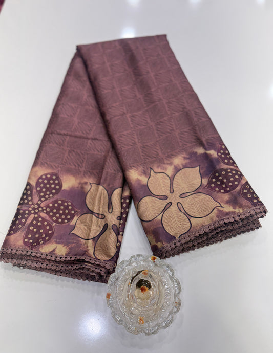 Nilambari Silk Floral Printed Saree with Lace Border
