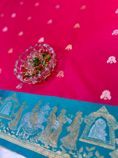 Mashru silk saree with Sindhu Ghaat zari weaving and blouse piece for women