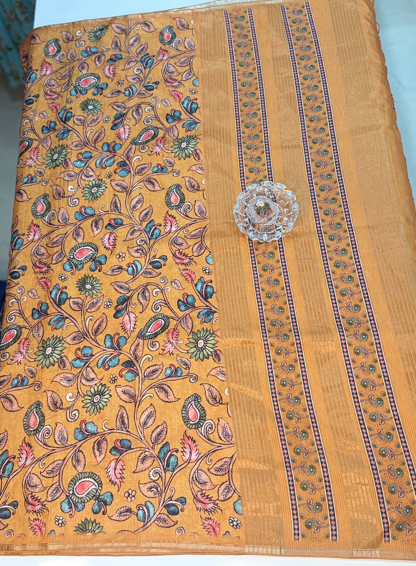 Kota Silk Printed Saree with Floral Design and Contrast Pallu for Women