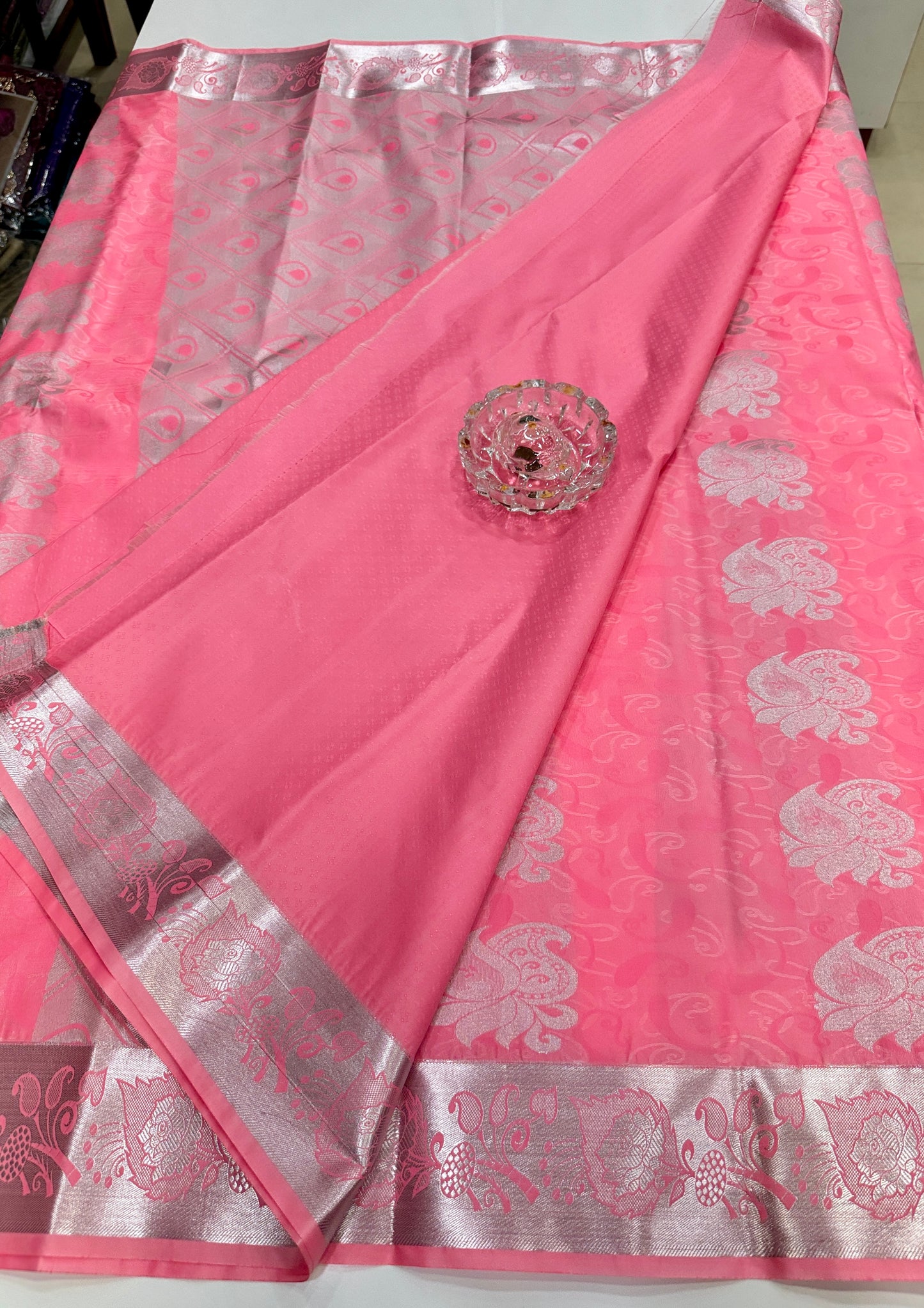 Butti Embossed Soft Silk Saree with Rich Pallu and Matching Blouse – Festive & Wedding Wear for Women