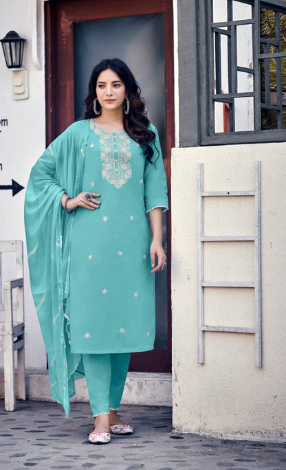 PURE COTTON ELEGANCE KURTI PANT WITH DUPATTA