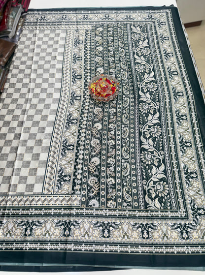 Printed Silk Saree with Matching Blouse – Lightweight Festive Saree for Women