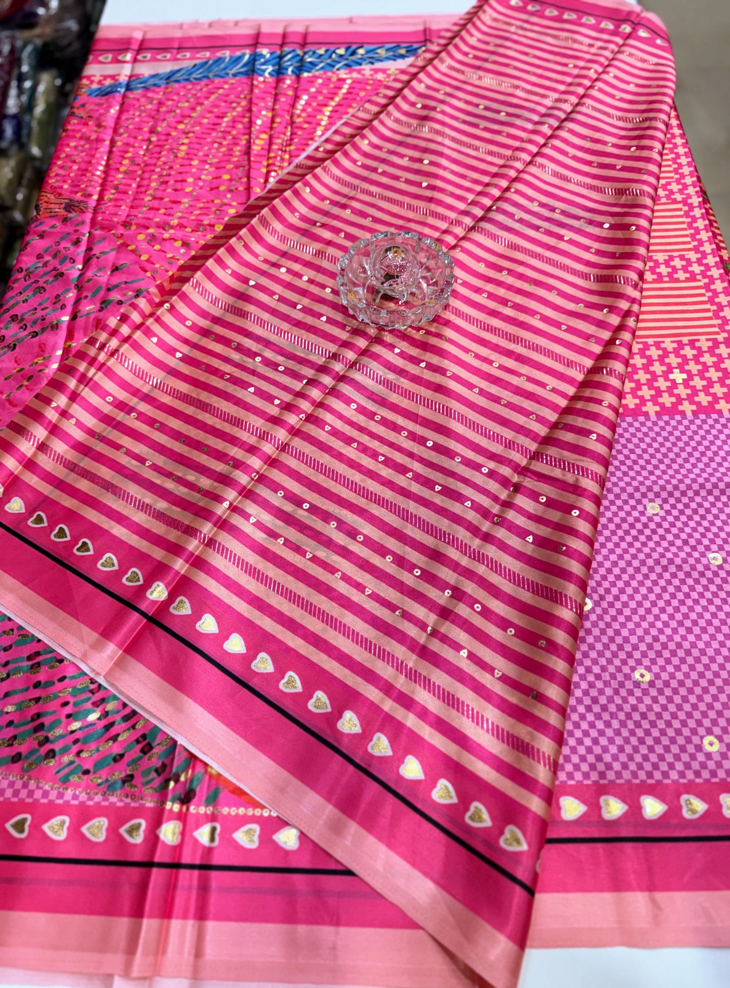 Japan satin saree for women with position print pallu and blouse, soft satin printed saree for festive and casual wear