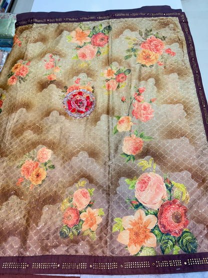 Designer Silk Saree with Embroidery Lace Work, Patchwork and Art Silk Blouse