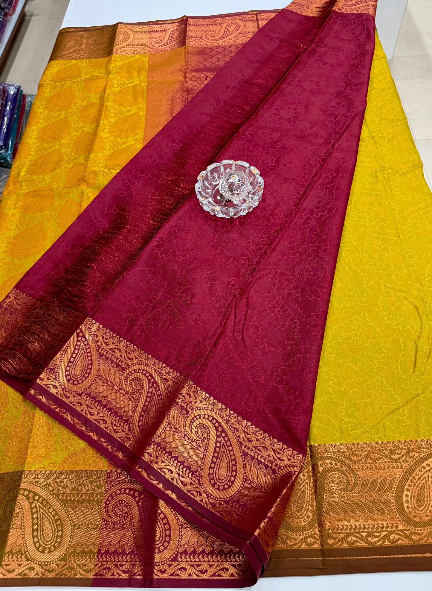 Bridal Soft Silk Saree with Jacquard Weaving & Contrast Border for Women