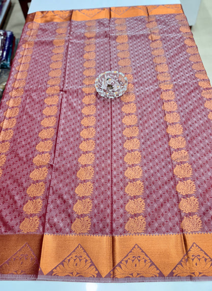 Butti Embossed Soft Silk Saree with Rich Pallu and Matching Blouse – Festive & Wedding Wear for Women