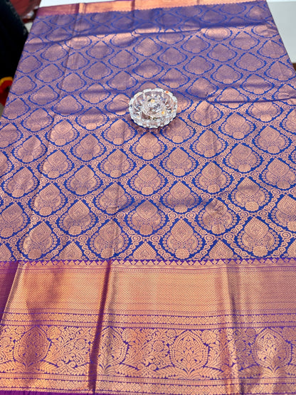 Bridal Kanchipuram Style Silk Saree with Rich Zari Border – Festive Wear