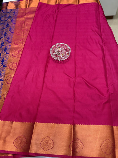Bridal Kanchipuram Style Silk Saree with Rich Zari Border – Festive Wear