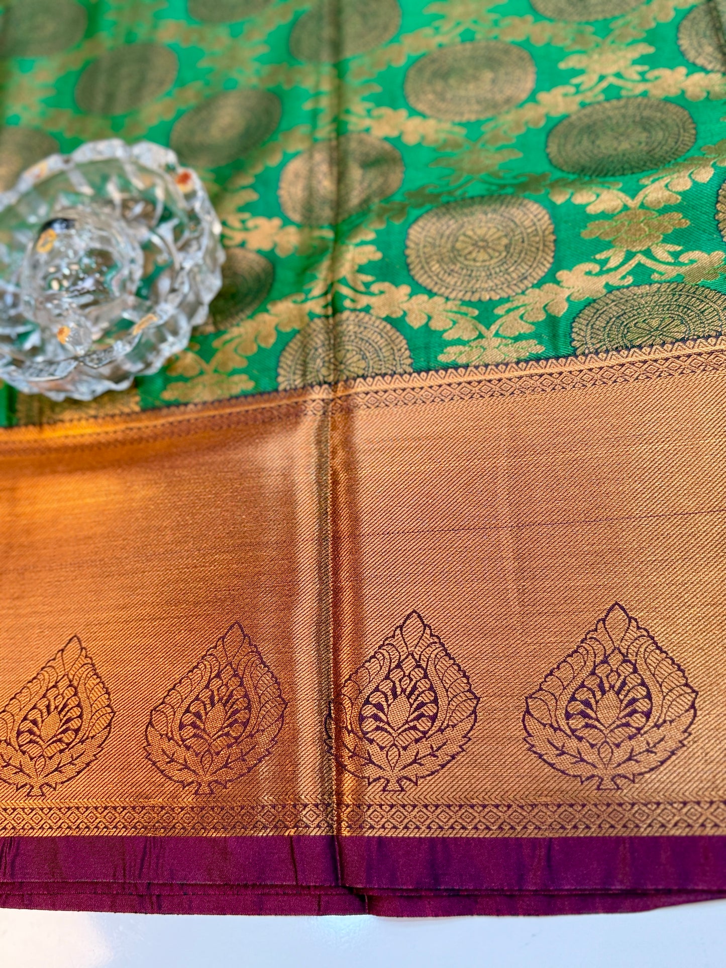 Bridal Kanchipuram Style Silk Saree with Rich Zari Border – Festive Wear