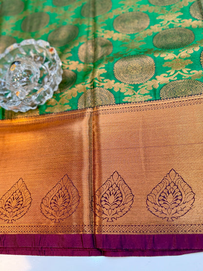 Bridal Kanchipuram Style Silk Saree with Rich Zari Border – Festive Wear