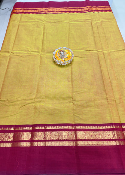 Chettinad Pure Cotton Saree with Zari Border – 80 Count, 20 Colours, 5.5m Length