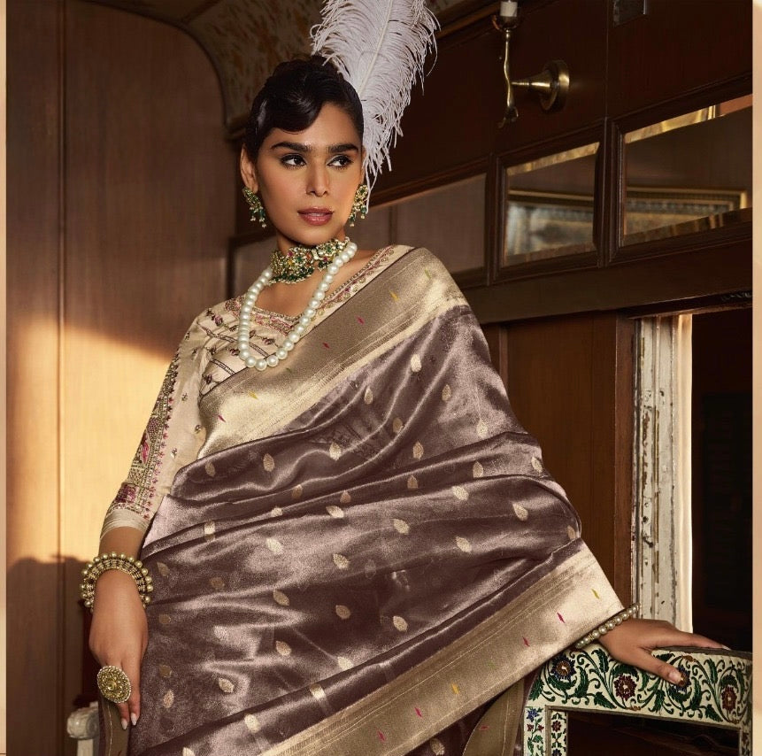 tissue paithani saree with embroidered designer blouse – premium ethnic wear for women