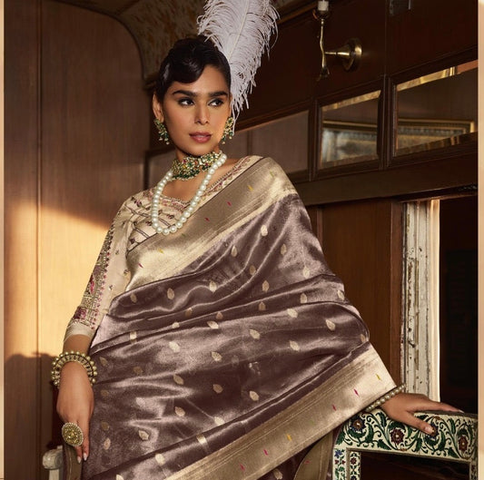 tissue paithani saree with embroidered designer blouse – premium ethnic wear for women