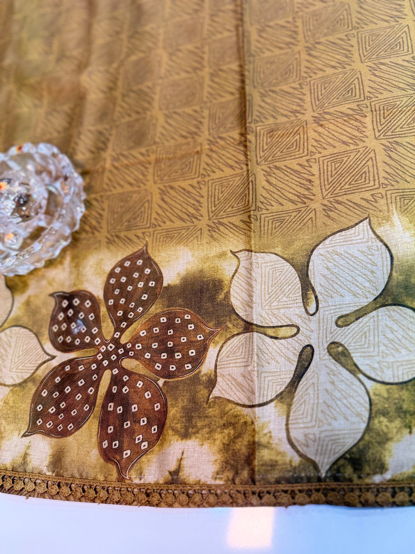 Nilambari Silk Floral Printed Saree with Lace Border