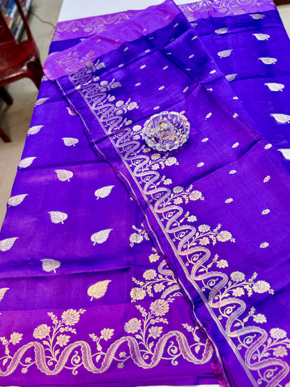 Pure Handloom Banarasi Raw Mango Silk Saree with Kaduwa Resham Zari and Silk Mark Certified Blouse