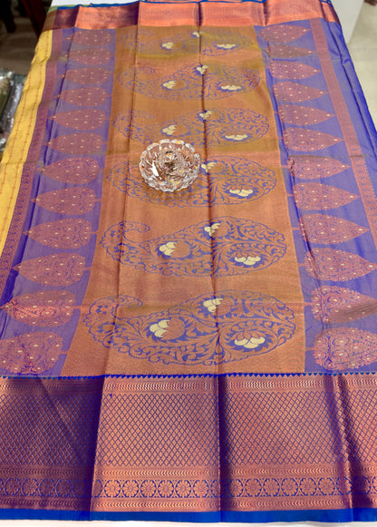 Dharmavaram Silk Saree with Intricate Meena Work and Blouse Piece for Women