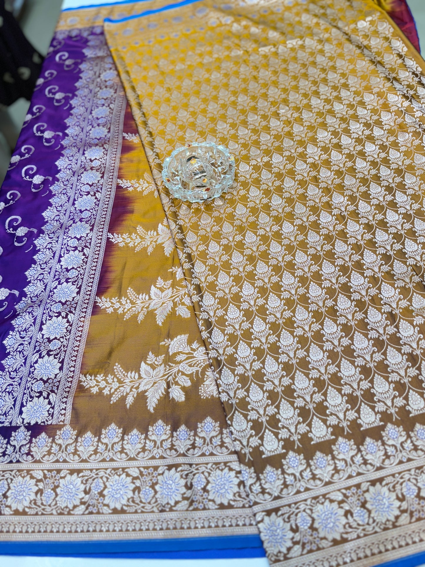 Mashru Katan Silk Saree with Zari Weaving Border and Blouse – Festive Wear for Women