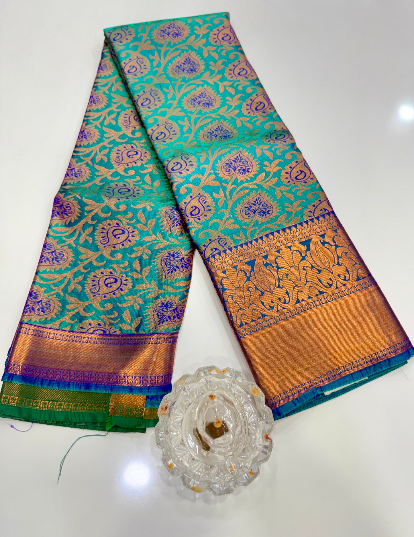 Bridal Soft Silk Saree with Jacquard Weaving & Contrast Border for Women