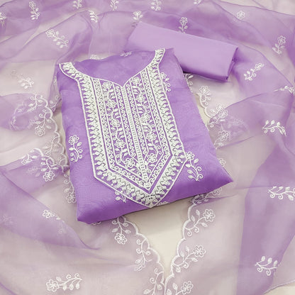Mystique orchid Organza Dress Material