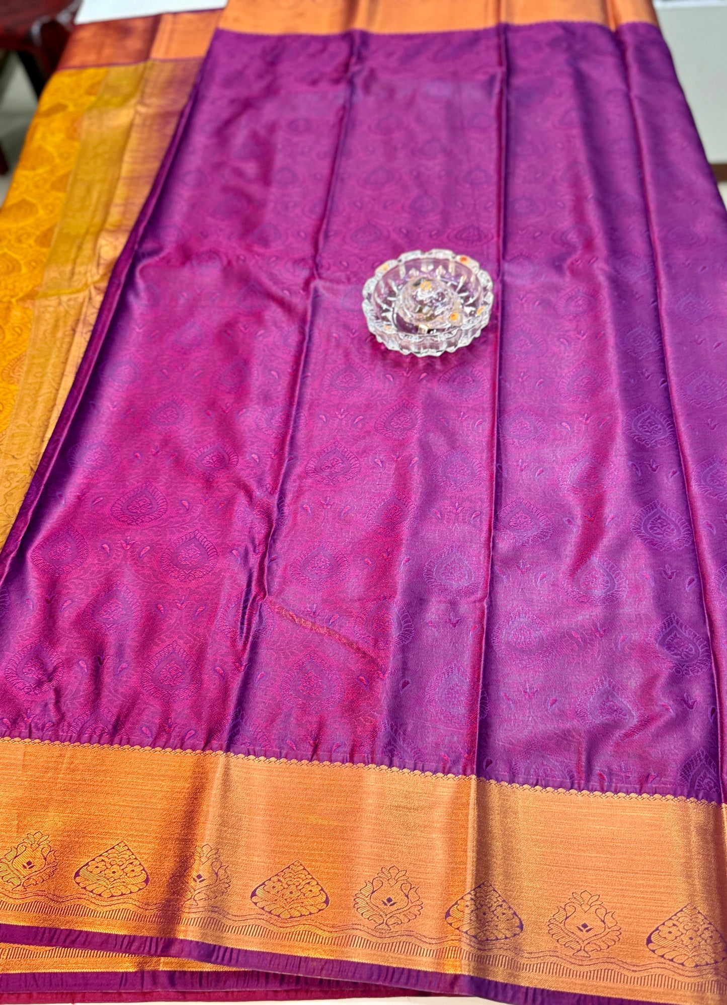 Bridal Kanchipuram Style Silk Saree with Rich Zari Border – Festive Wear