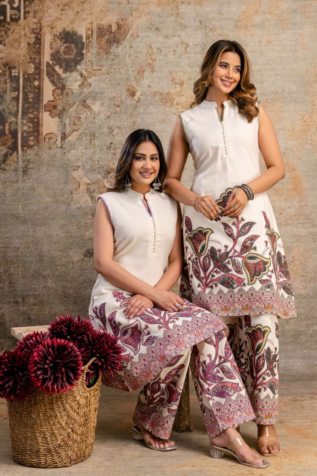 Sleeveless Flex Cotton Kurti Pant Set for Women – Lightweight Daily Wear