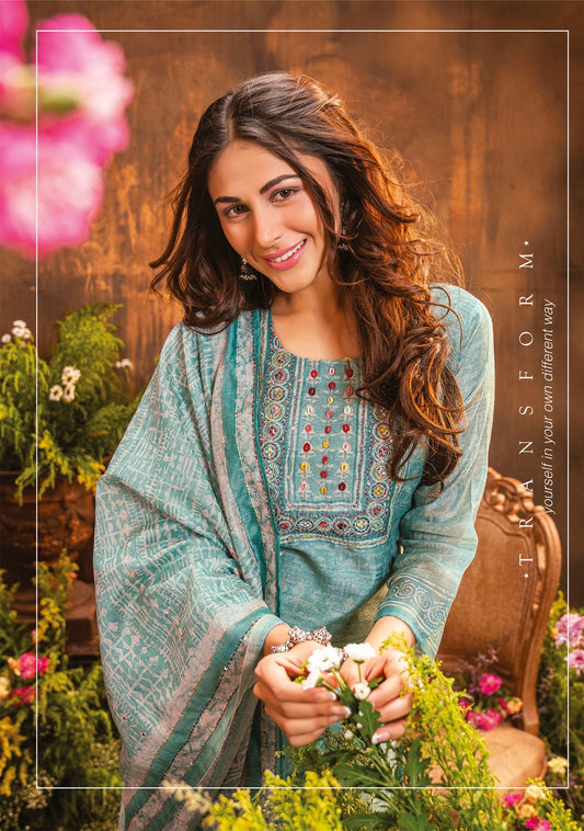 Chanderi Silk Kurti Pant Dupatta Set with Heavy Knot Work for Women – M to XXL