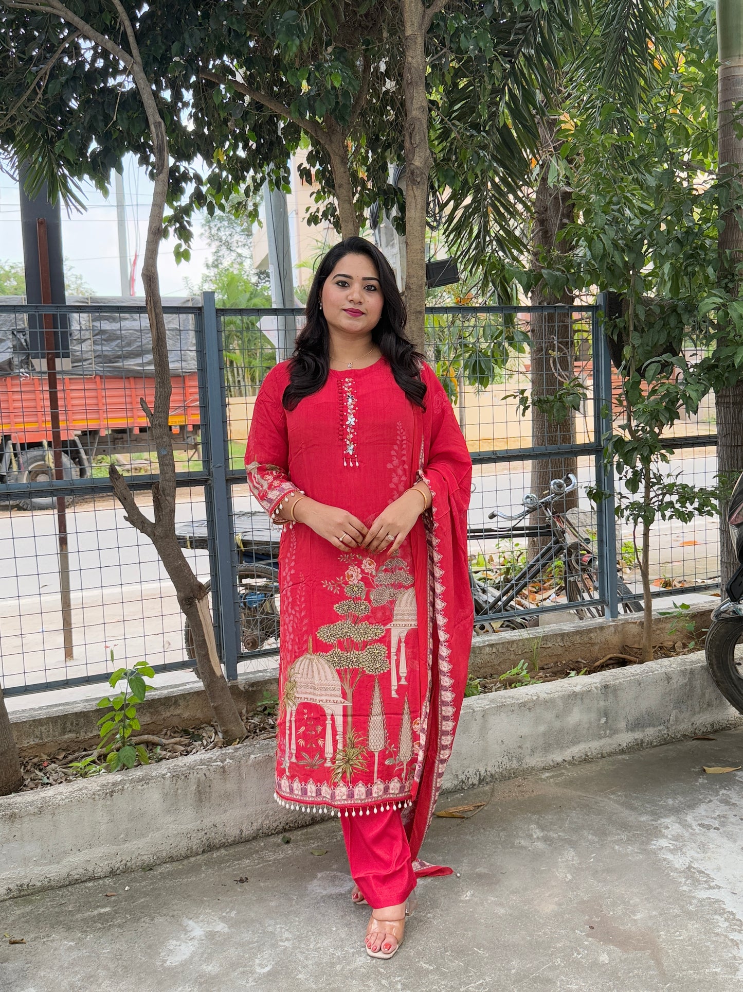 Natural Crepe Kurta Pant Dupatta Set with Elegant Detailing Work – Festive and Party Wear Suit Set for Women