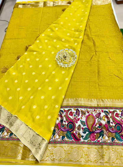 Russian Bentex Border Chittpallu Viscose Crepe Silk Saree with Zari Weaving – Festive Wear