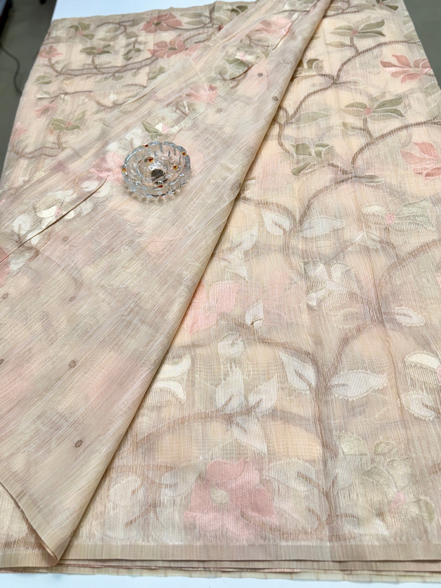 Jamdhani Cotton Saree with Zari Weave and Tassel Pallu – Pastel Festive Wear
