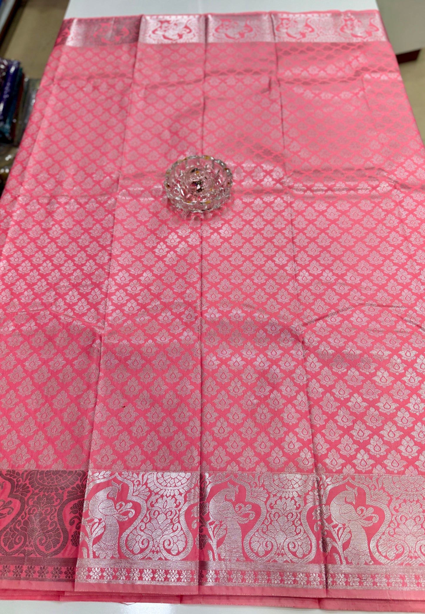 Traditional Kanchipuram Style Silk Saree for Women with Zari Border and Blouse Piece | Power-loom Woven Saree