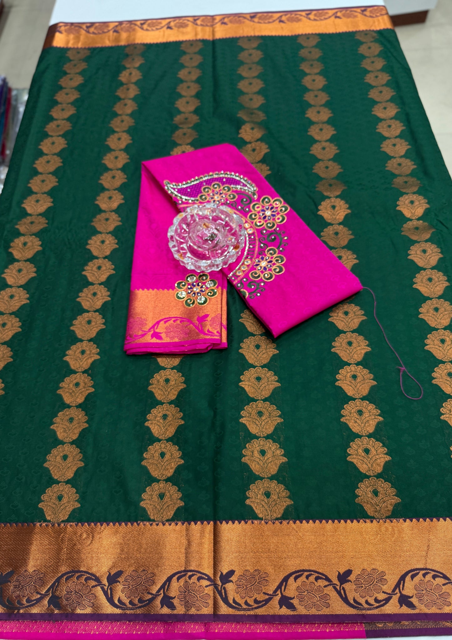 Soft Silk Saree with Cutwork and Stone Embellishments for Women