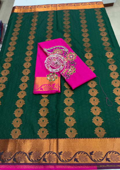 Soft Silk Saree with Cutwork and Stone Embellishments for Women