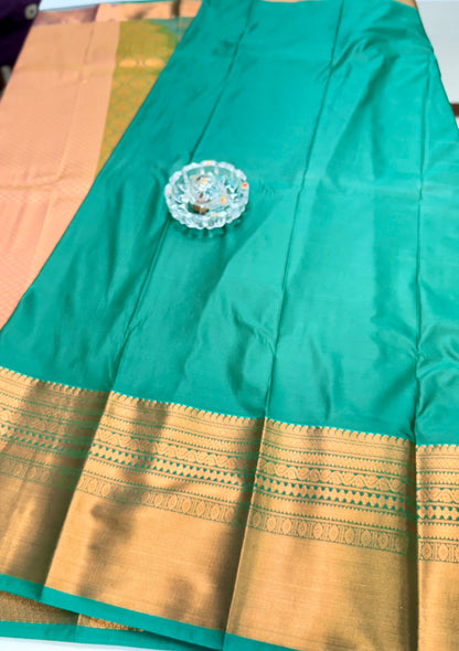 Kanchipuram Style Silk Saree with Rich Zari Border – Festive Wear