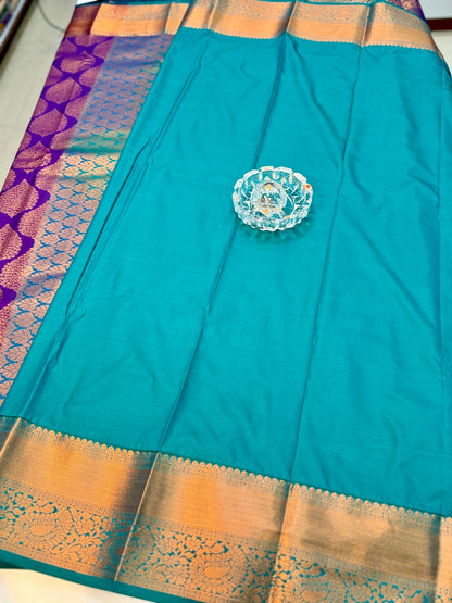 Kanchipuram Style Silk Saree with Rich Zari Border – Festive Wear