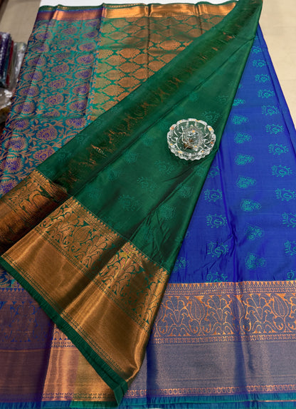 Bridal Soft Silk Saree with Jacquard Weaving & Contrast Border for Women