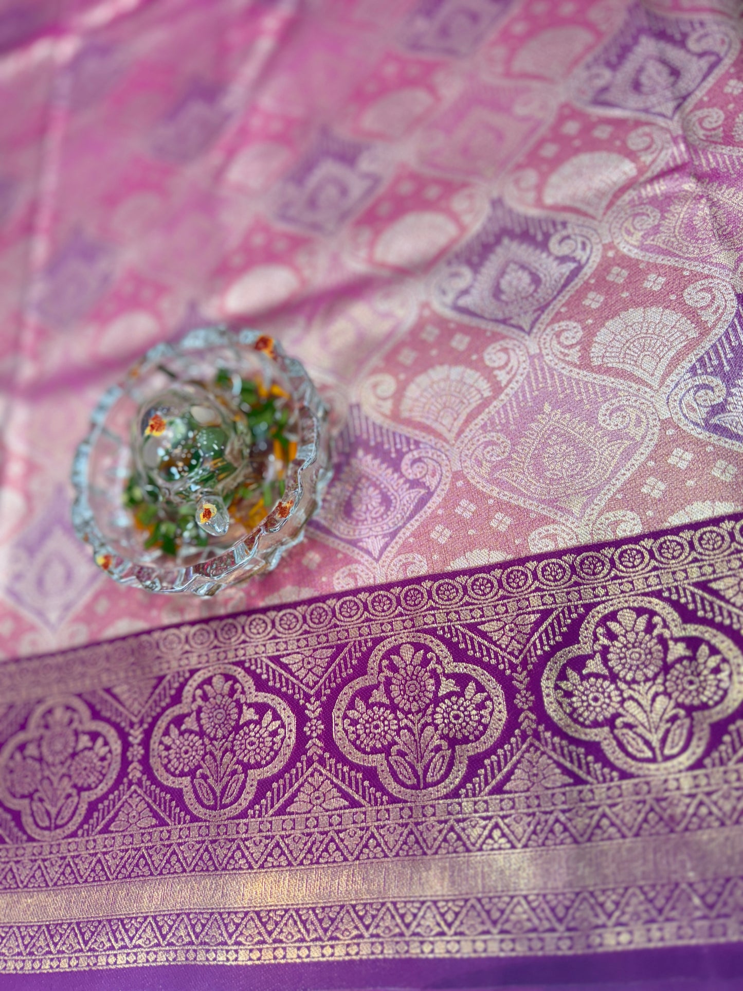 Tissue silk saree with rich zari weaving and contrast border for women