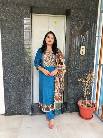 Dola Silk Suit Set with Cotton Lining and Printed Dupatta for Women – Sizes 38 to 46