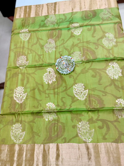 Pochampalli Printed Silk Saree with Satin Border and Blouse – Powerloom Weave for Women
