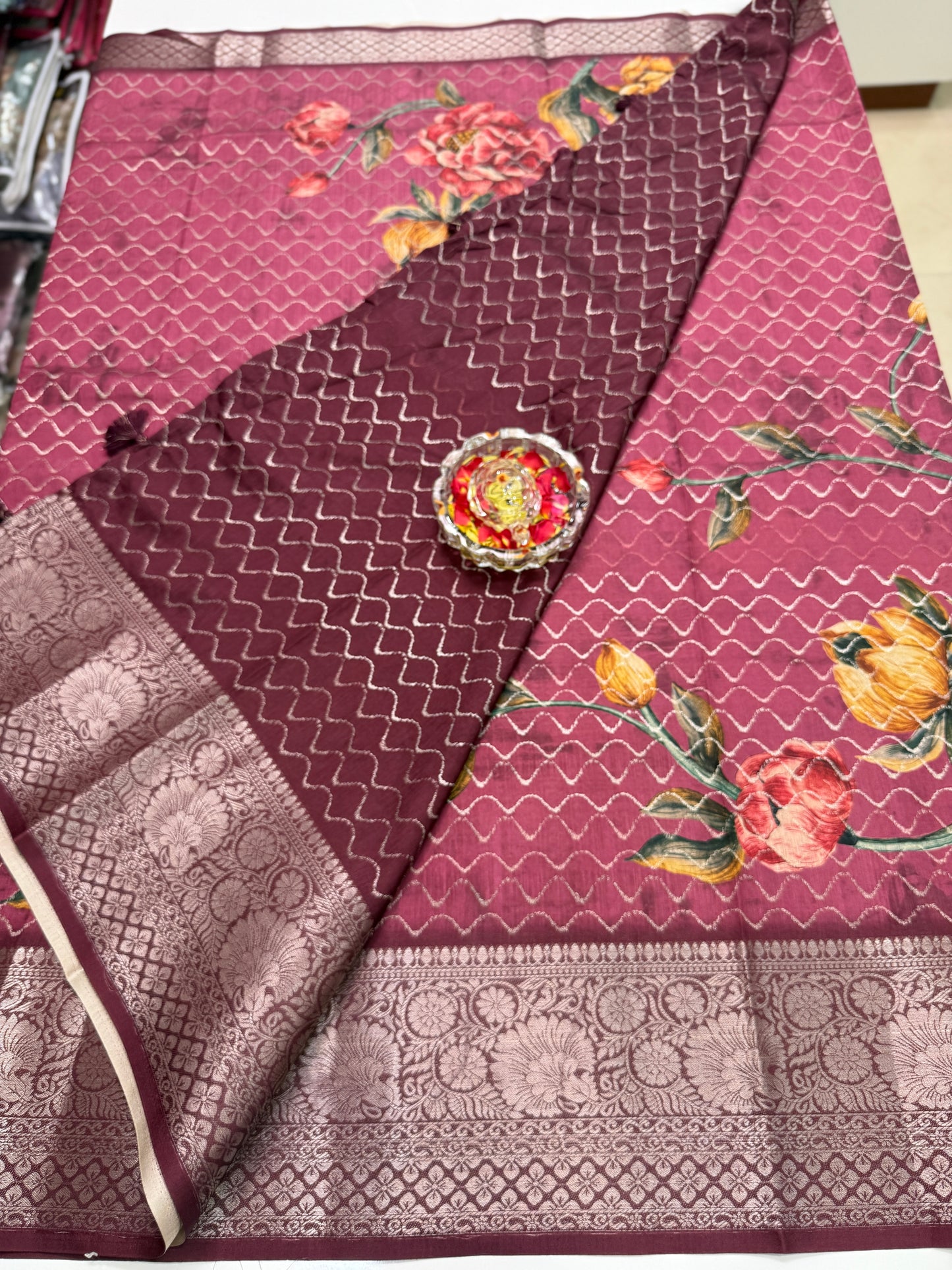 Kasargod-Style Silk Blend Saree with Zari Border and Rich Pallu – Festive Saree for Women