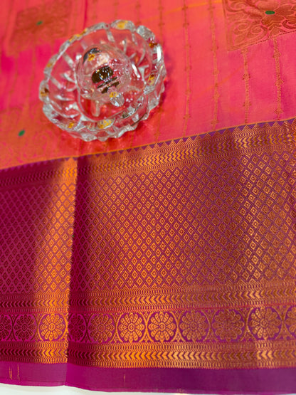 Dharmavaram Silk Saree with Intricate Meena Work and Blouse Piece for Women