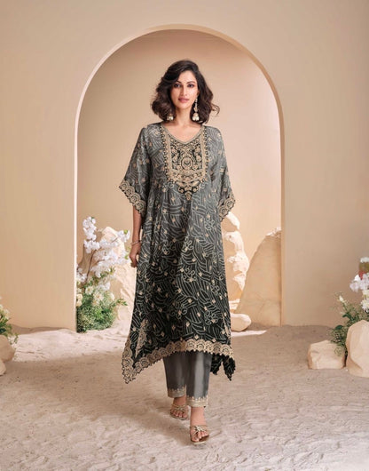 Pure Viscose Natural Crepe Silk Hand-embellished gota patti work with hand mirror work