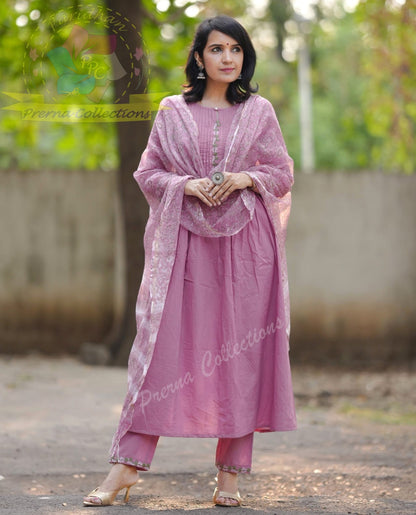 Look Classy and Beautiful in Our Cotton Set with Pintex Work