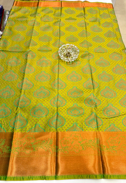 Bridal Soft Silk Saree with Jacquard Weaving & Contrast Border for Women