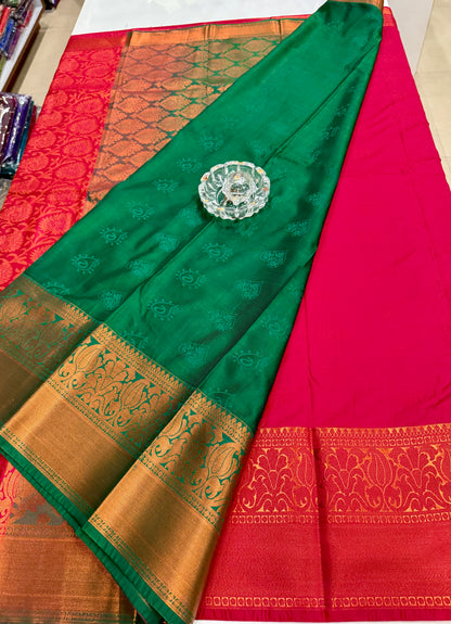 Bridal Soft Silk Saree with Jacquard Weaving & Contrast Border for Women