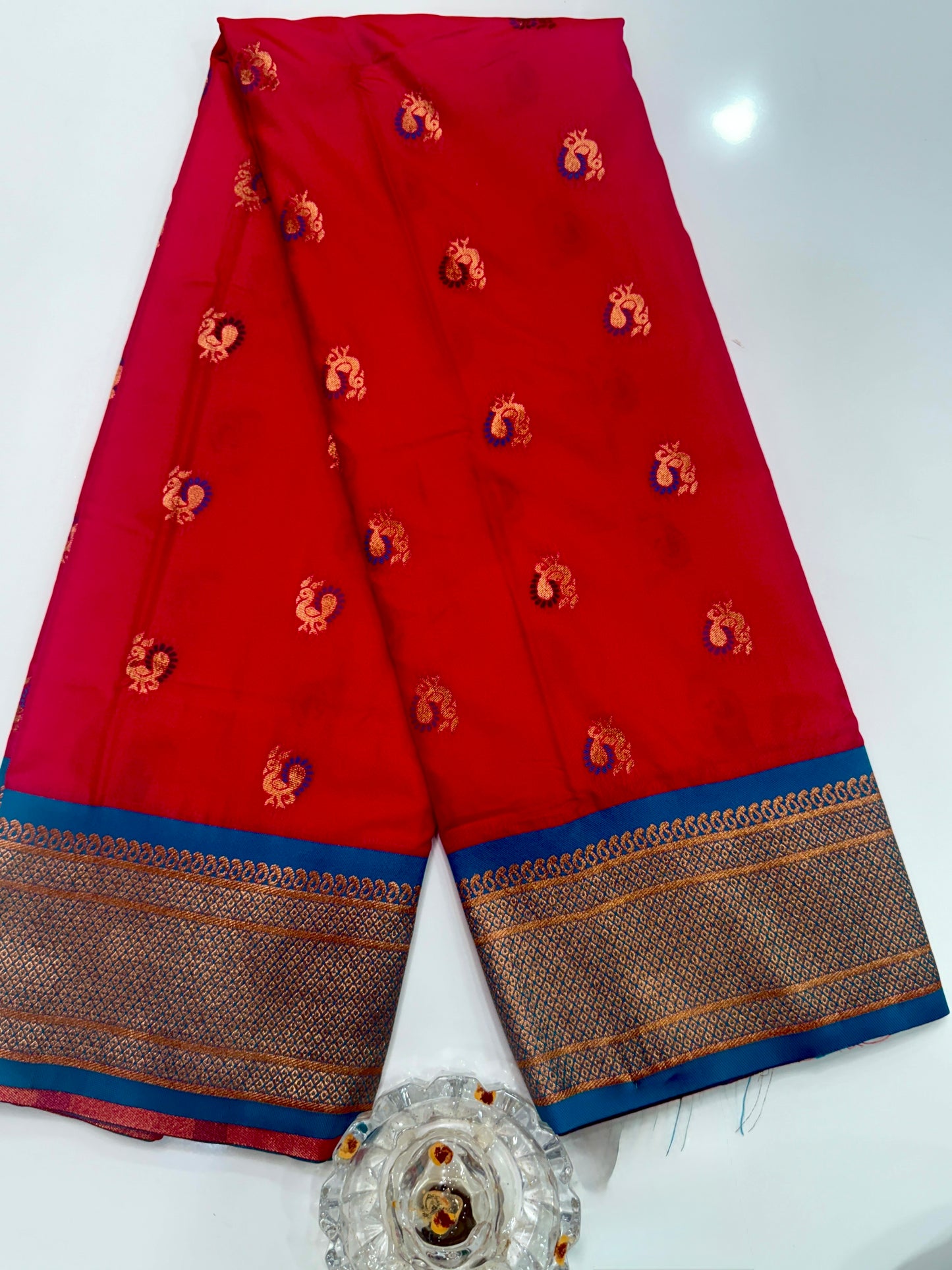 Paithani Soft Silk Saree with Zari Weaving and Contrast Blouse