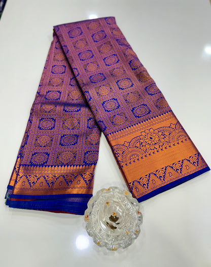 Bridal Soft Silk Saree with Jacquard Weaving & Contrast Border for Women