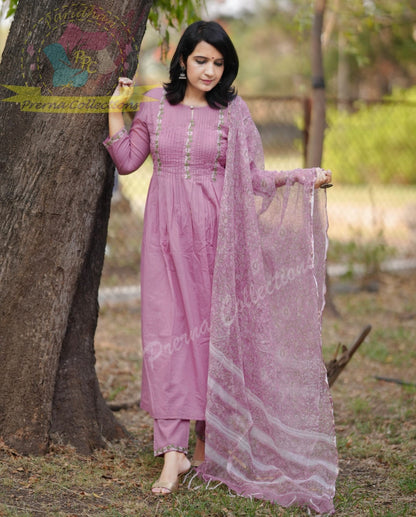 Look Classy and Beautiful in Our Cotton Set with Pintex Work