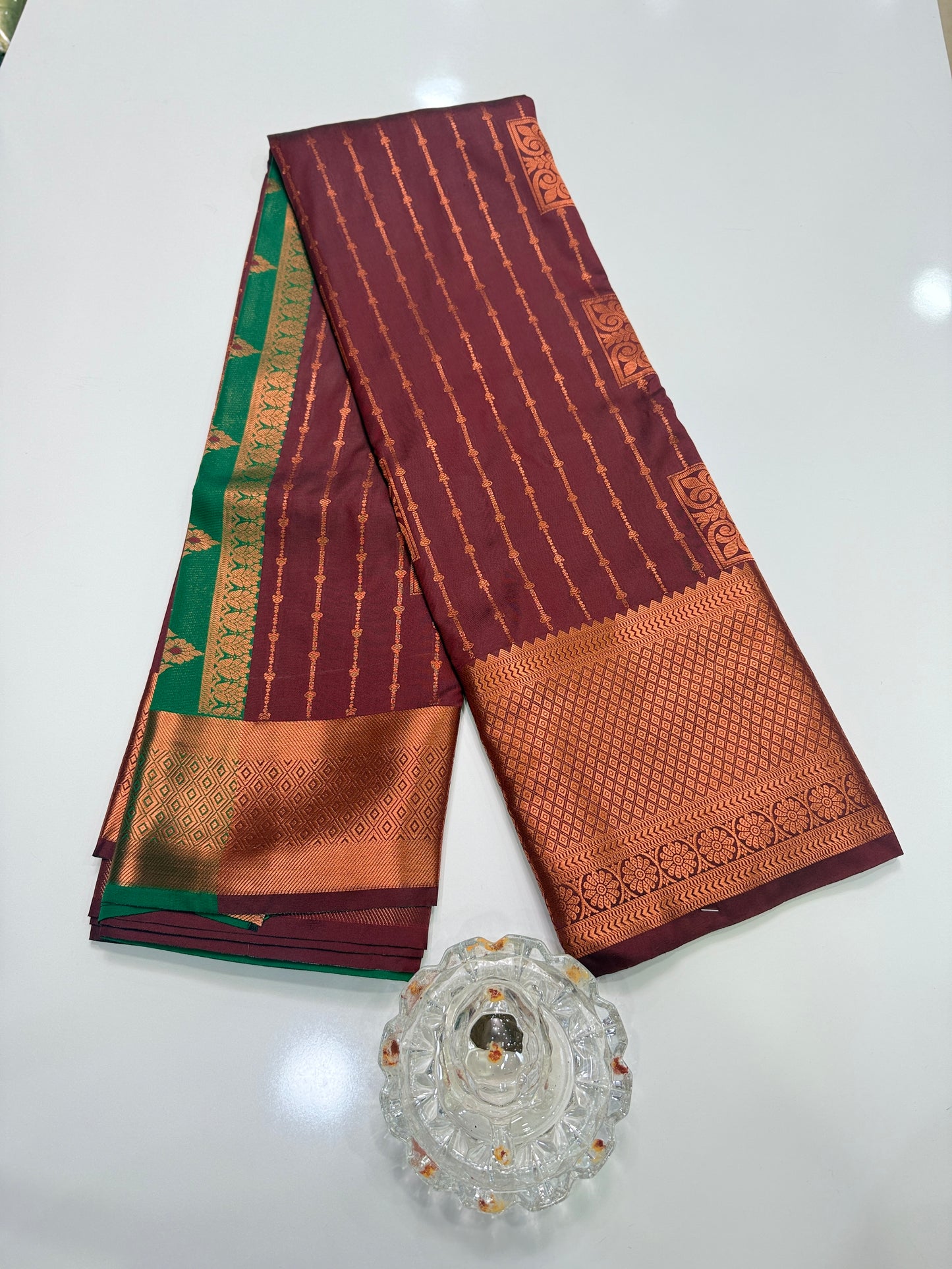 Dharmavaram Silk Saree with Intricate Meena Work and Blouse Piece for Women