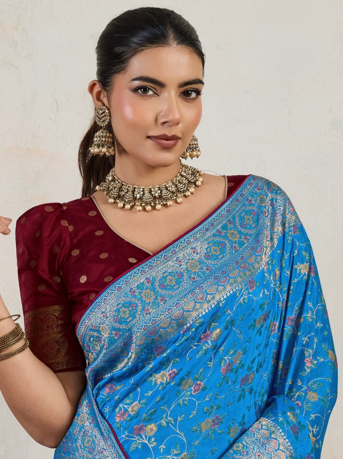 Soft Makhmal Silk Saree with 11-Shade Meenakari Weaving and Grand Pallu – Heritage Wedding Saree for Women
