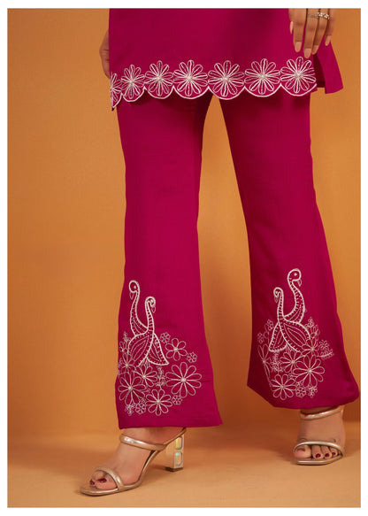 Women's Viscose Silk Co-ord Set with Elegant Work
